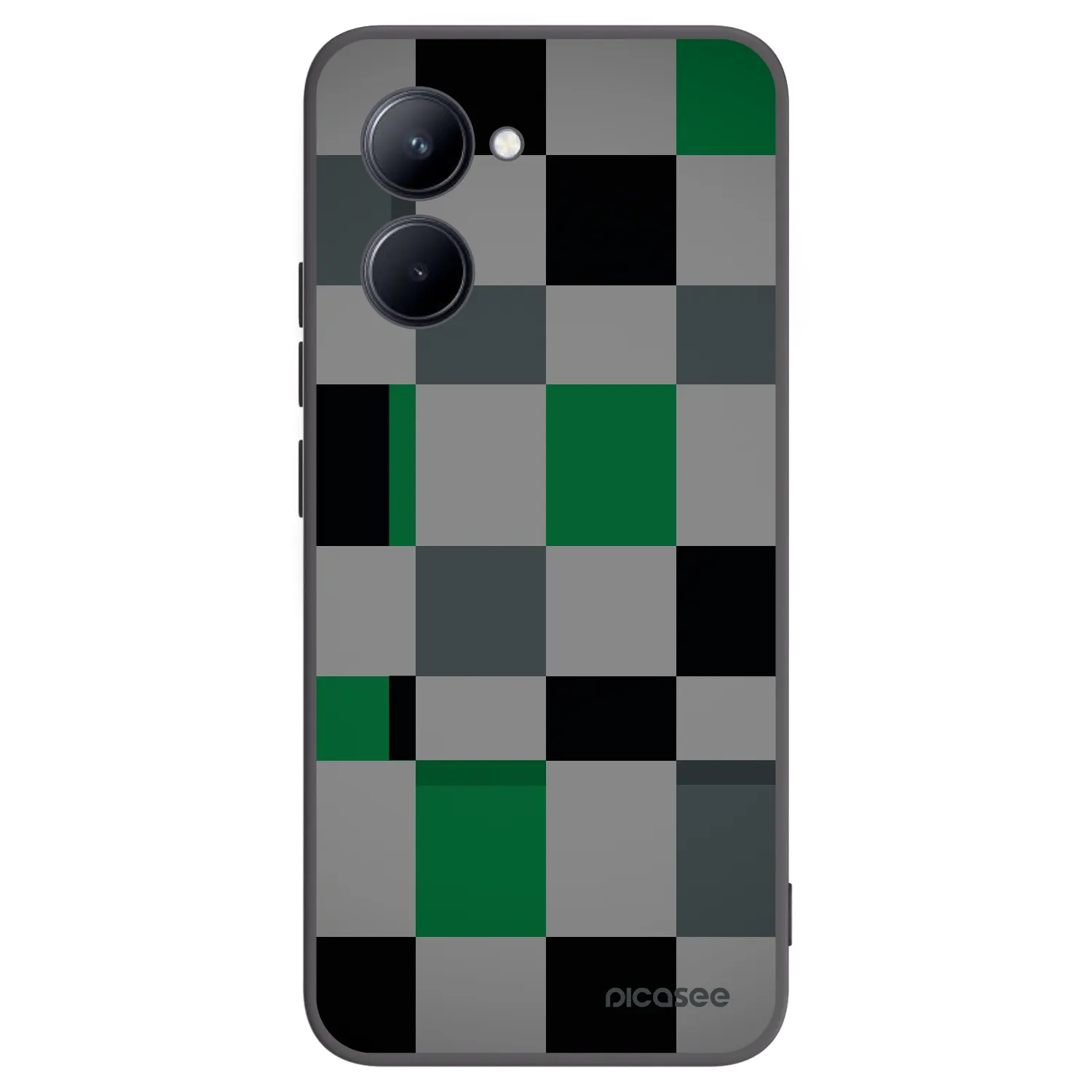 Picasee Realme C33 (2023) Hülle - Schwarzes Silikon - Block Grid