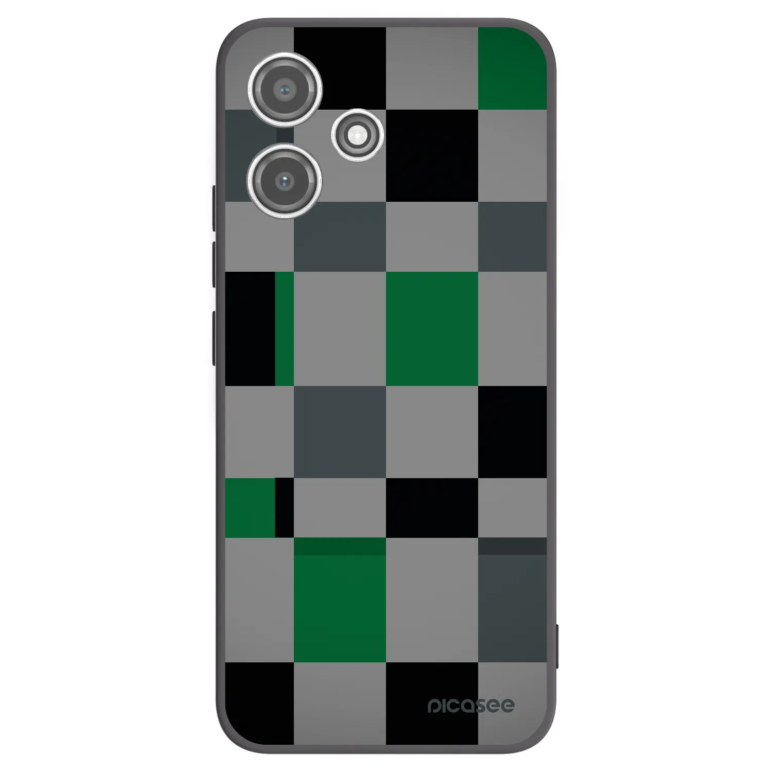 Picasee Xiaomi Redmi 12 5G Hülle - Schwarzes Silikon - Block Grid