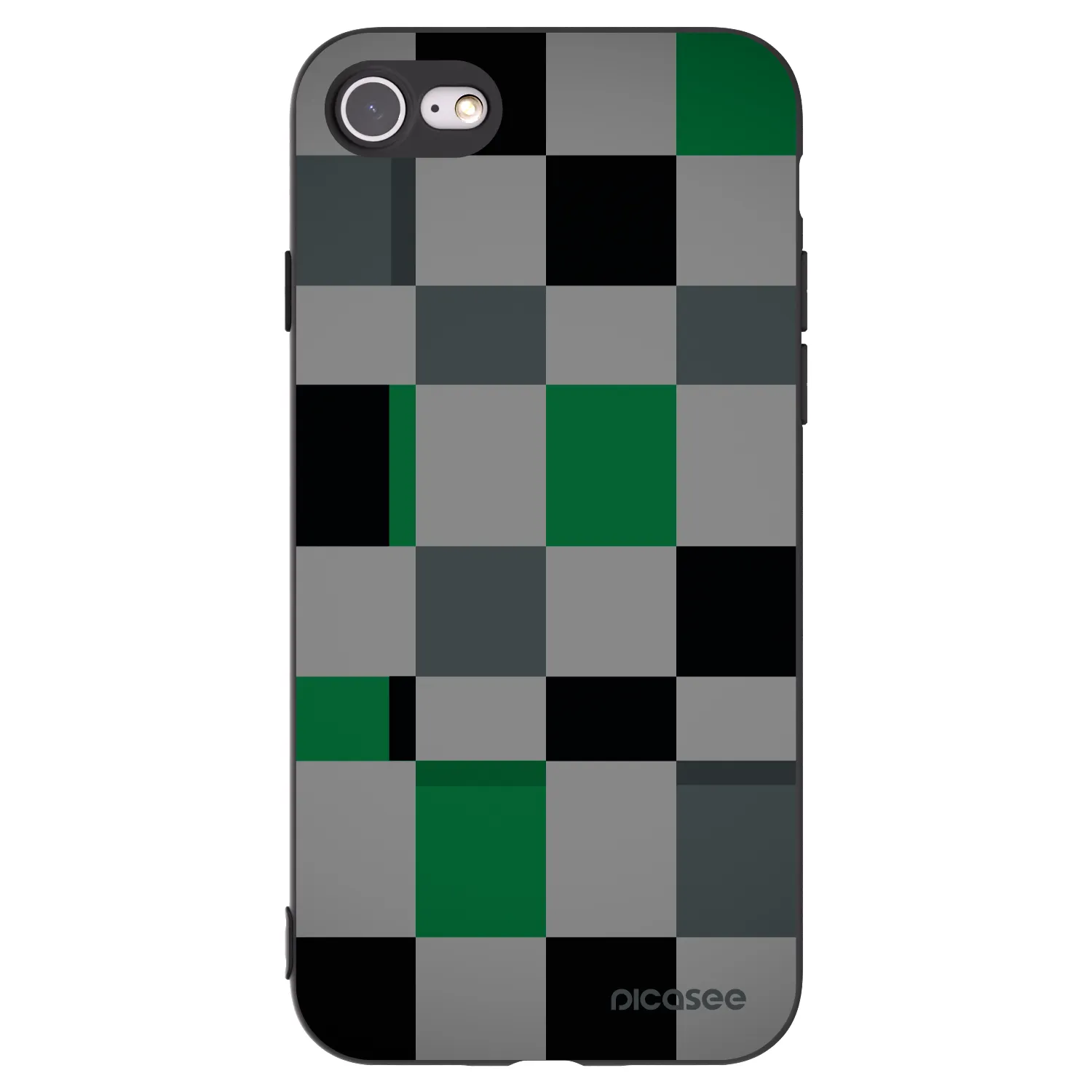 Picasee Apple iPhone 8 Hülle - Schwarzes Silikon - Block Grid