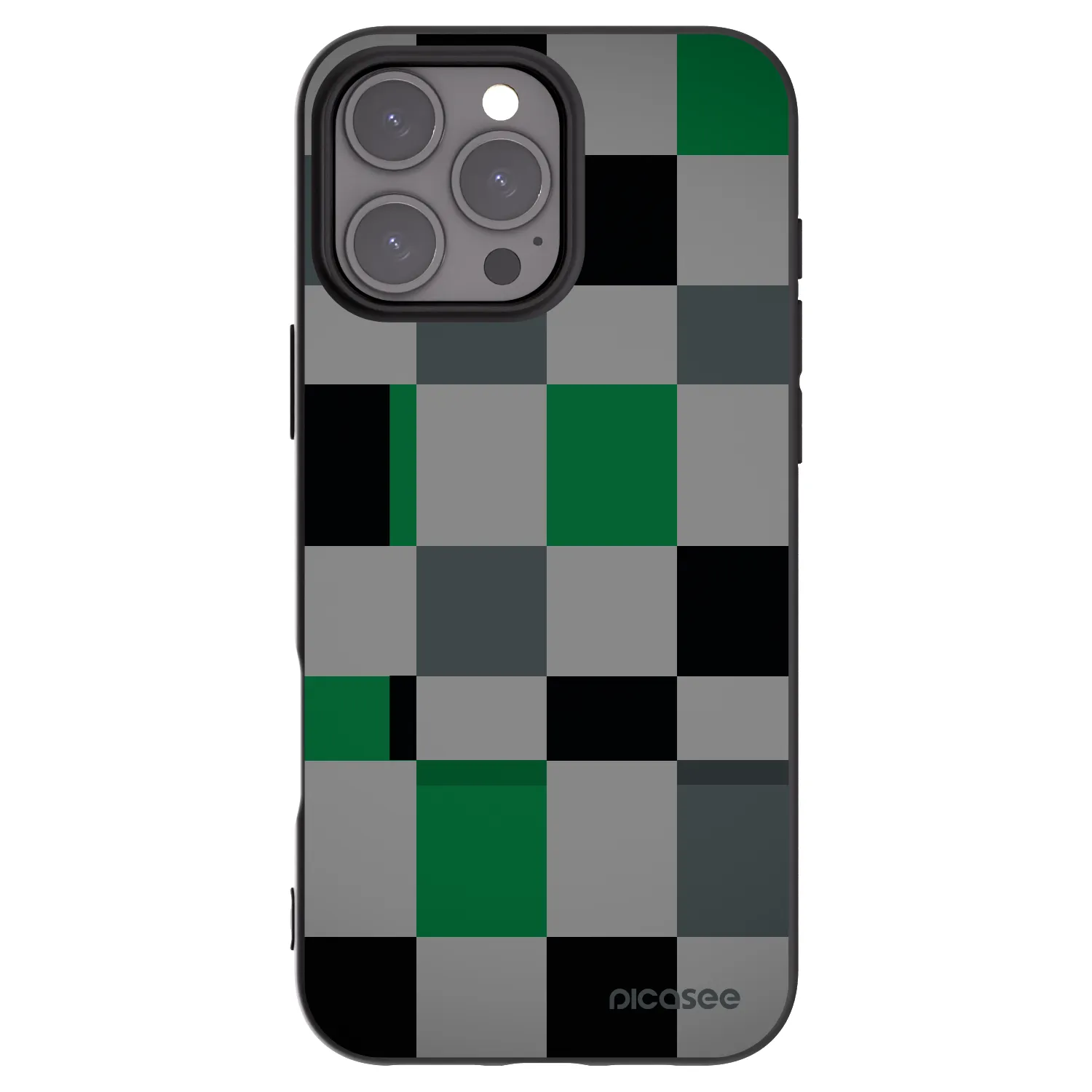 Picasee Apple iPhone 16 Pro Max Hülle - Schwarzes Silikon - Block Grid