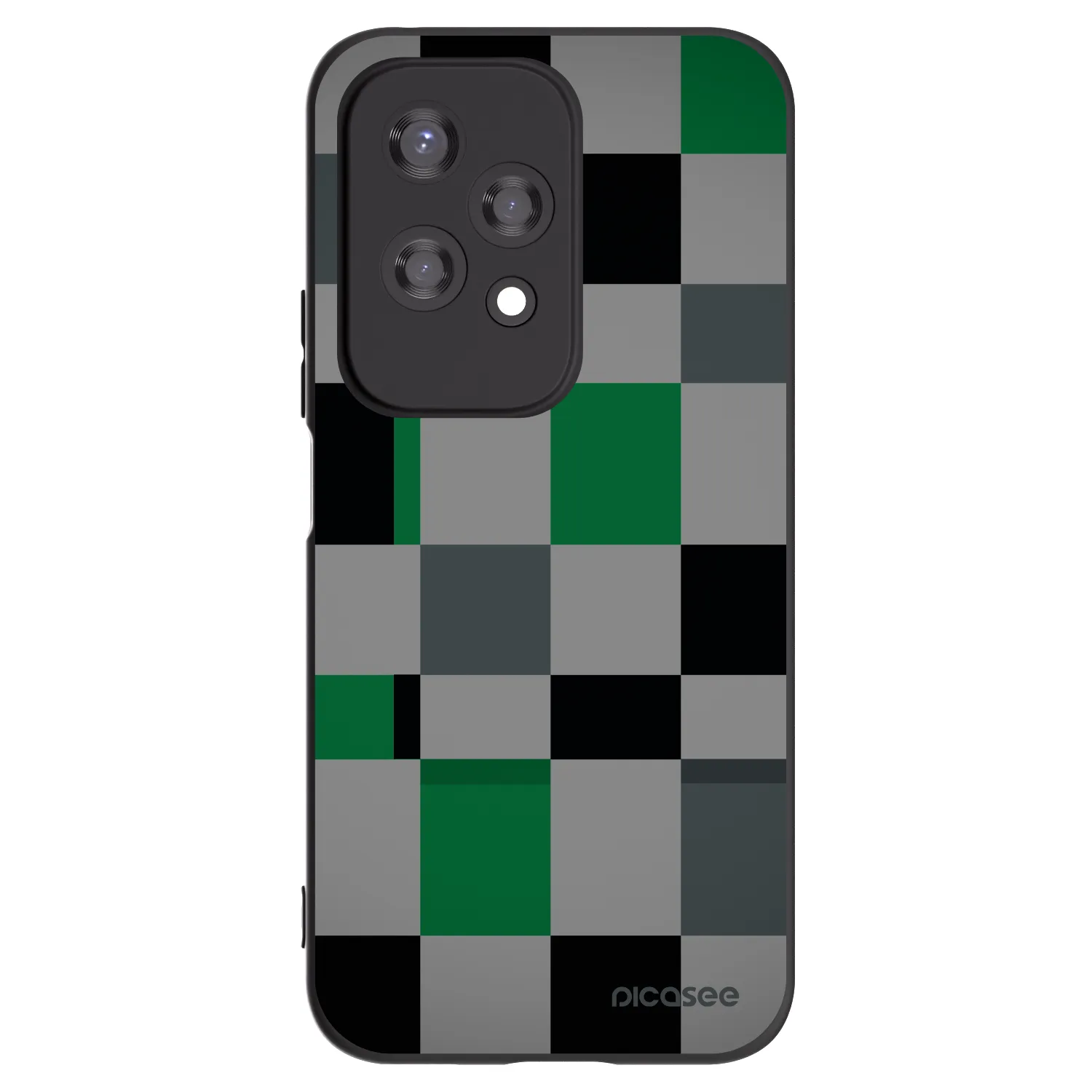 Picasee Honor 200 Lite Hülle - Schwarzes Silikon - Block Grid