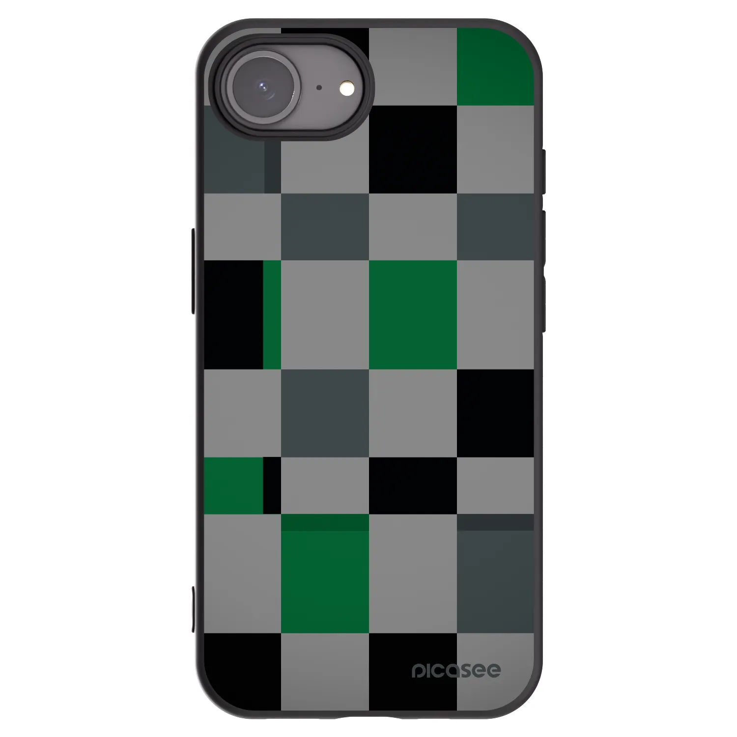 Picasee Apple iPhone 16e Hülle - Schwarzes Silikon - Block Grid
