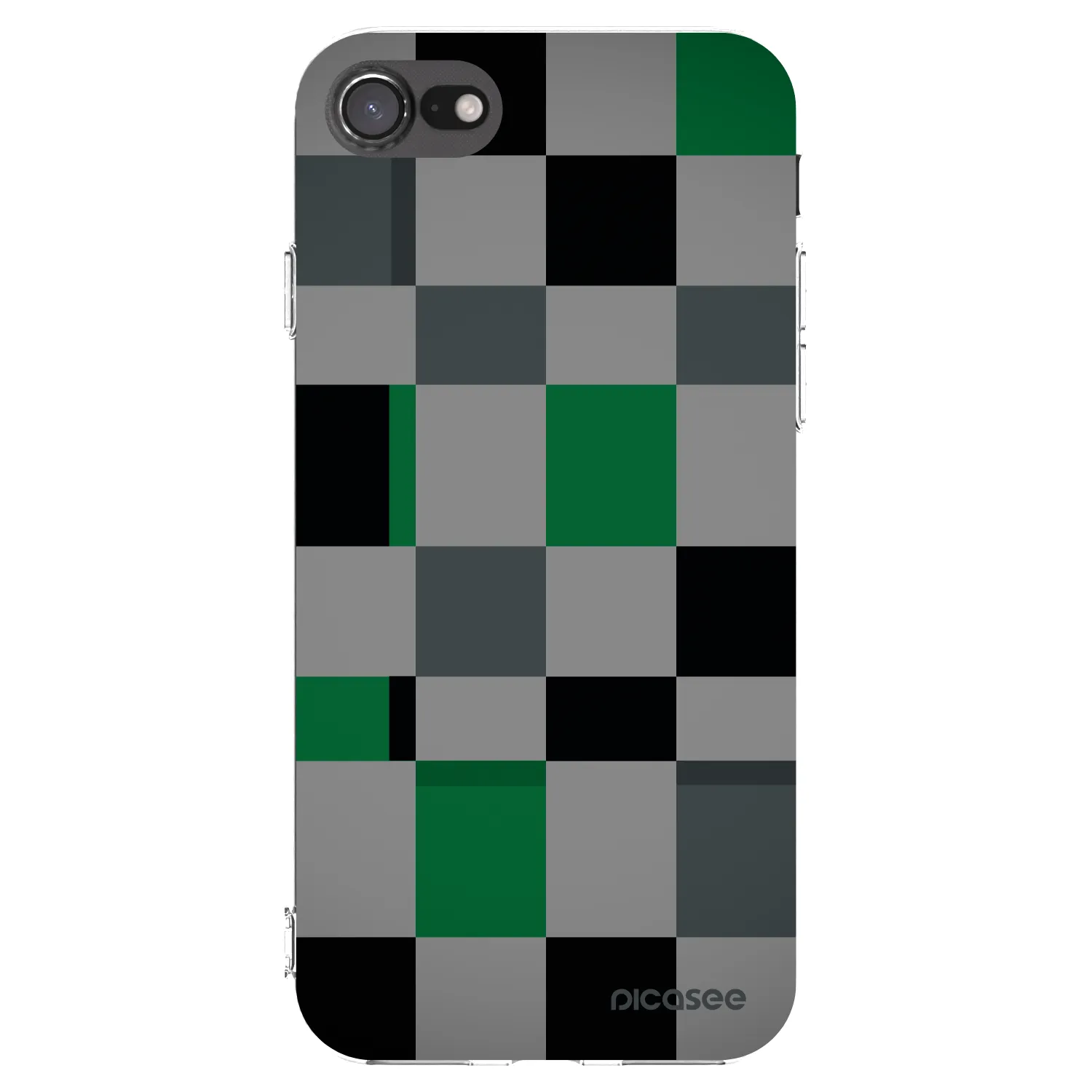 Picasee Apple iPhone 7 Hülle - Transparentes Silikon - Block Grid
