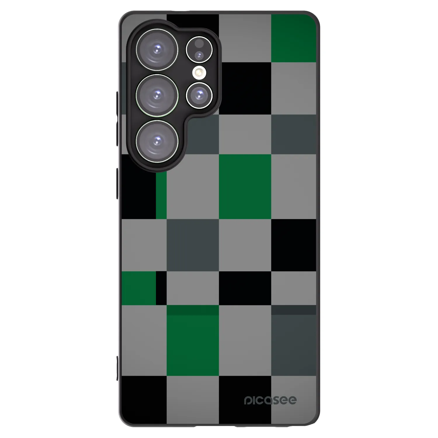 Picasee Samsung Galaxy S25 Ultra 5G Hülle - Schwarzes Silikon - Block Grid