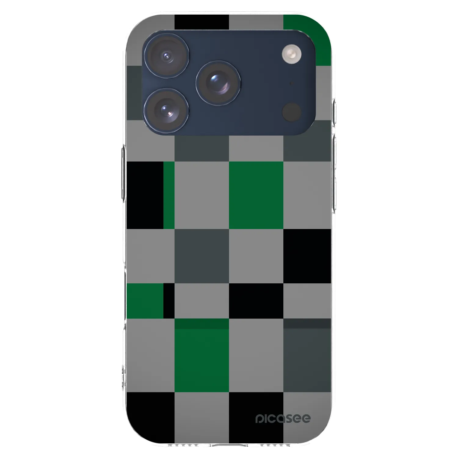 Picasee Apple iPhone 17 Pro Hülle - Transparentes Silikon - Block Grid
