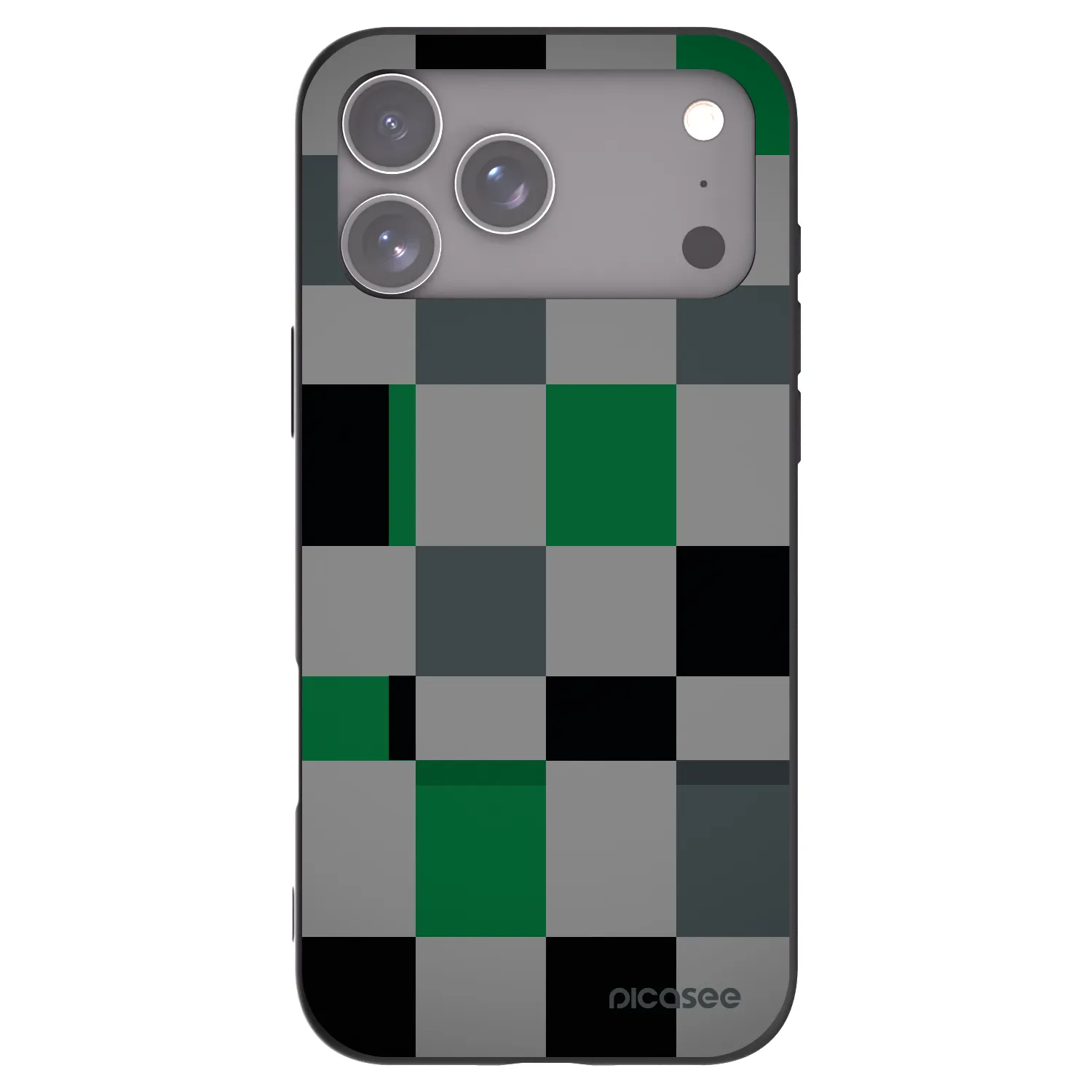 Picasee Apple iPhone 17 Pro Max Hülle - Schwarzes Silikon - Block Grid