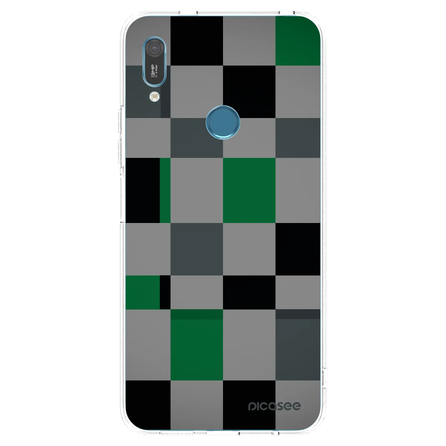 Picasee Huawei Y6 2019 Hülle - Transparentes Silikon - Block Grid