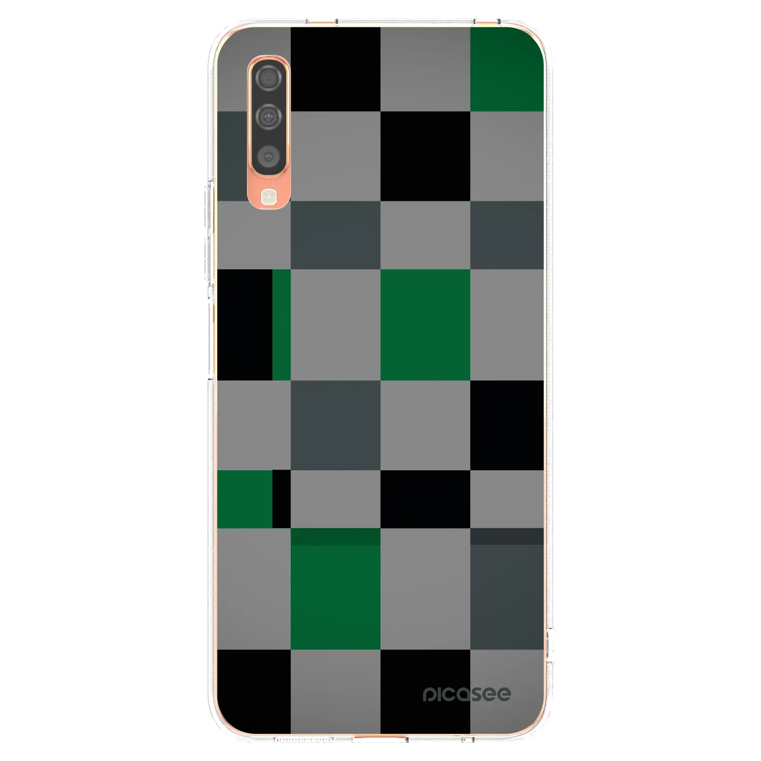 Picasee Samsung Galaxy A70 A705F Hülle - Transparentes Silikon - Block Grid