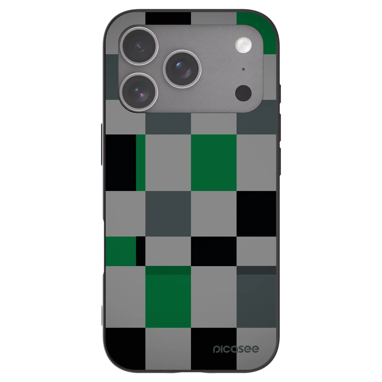 Picasee Apple iPhone 18 Pro Hülle - Schwarzes Silikon - Block Grid