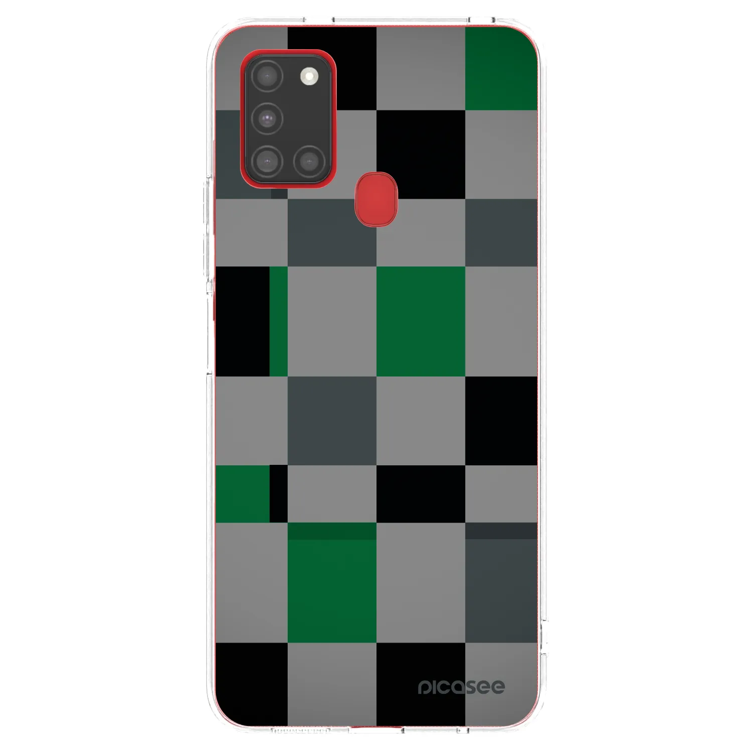 Picasee Samsung Galaxy A21s Hülle - Transparentes Silikon - Block Grid
