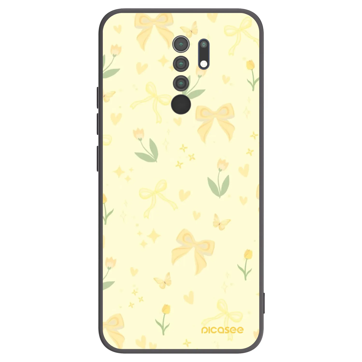 Picasee Xiaomi Redmi 9 Hülle - Schwarzes Silikon - Honey Blossom