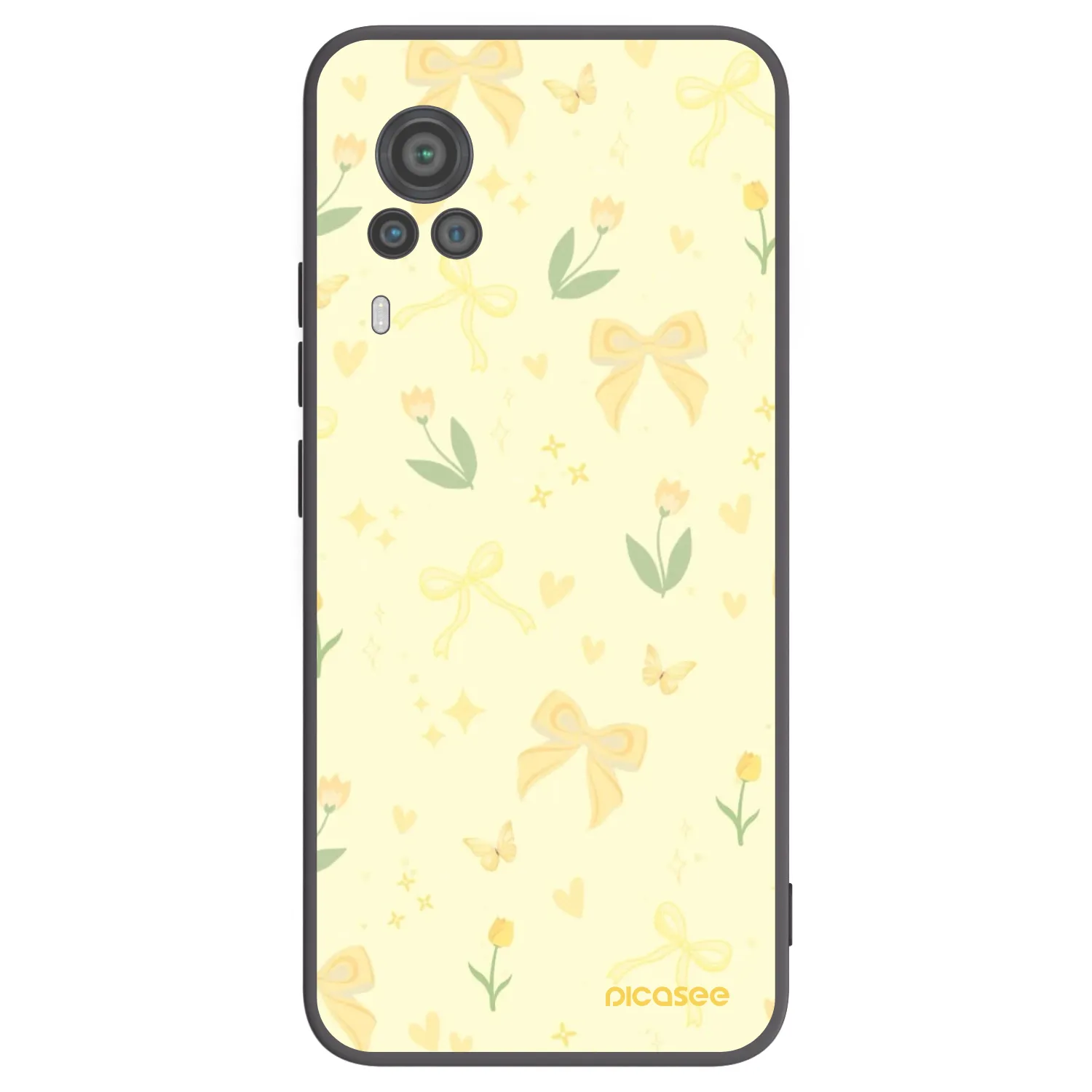 Picasee Vivo X60 Pro 5G Hülle - Schwarzes Silikon - Honey Blossom