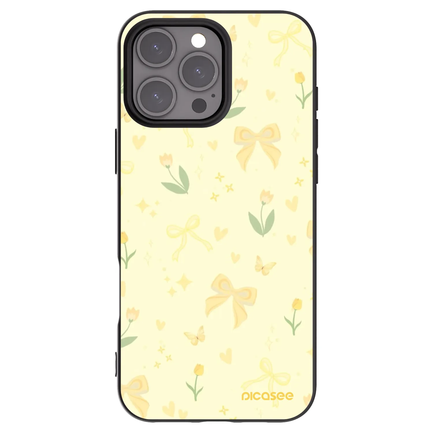 Picasee Apple iPhone 16 Pro Max Hülle - Schwarzes Silikon - Honey Blossom