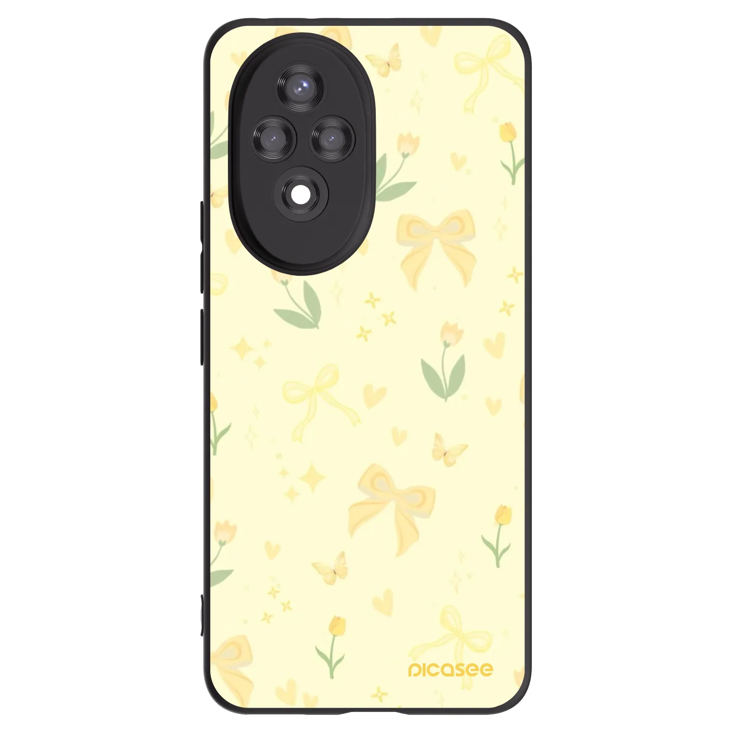 Picasee Honor 200 Pro 5G Hülle - Schwarzes Silikon - Honey Blossom