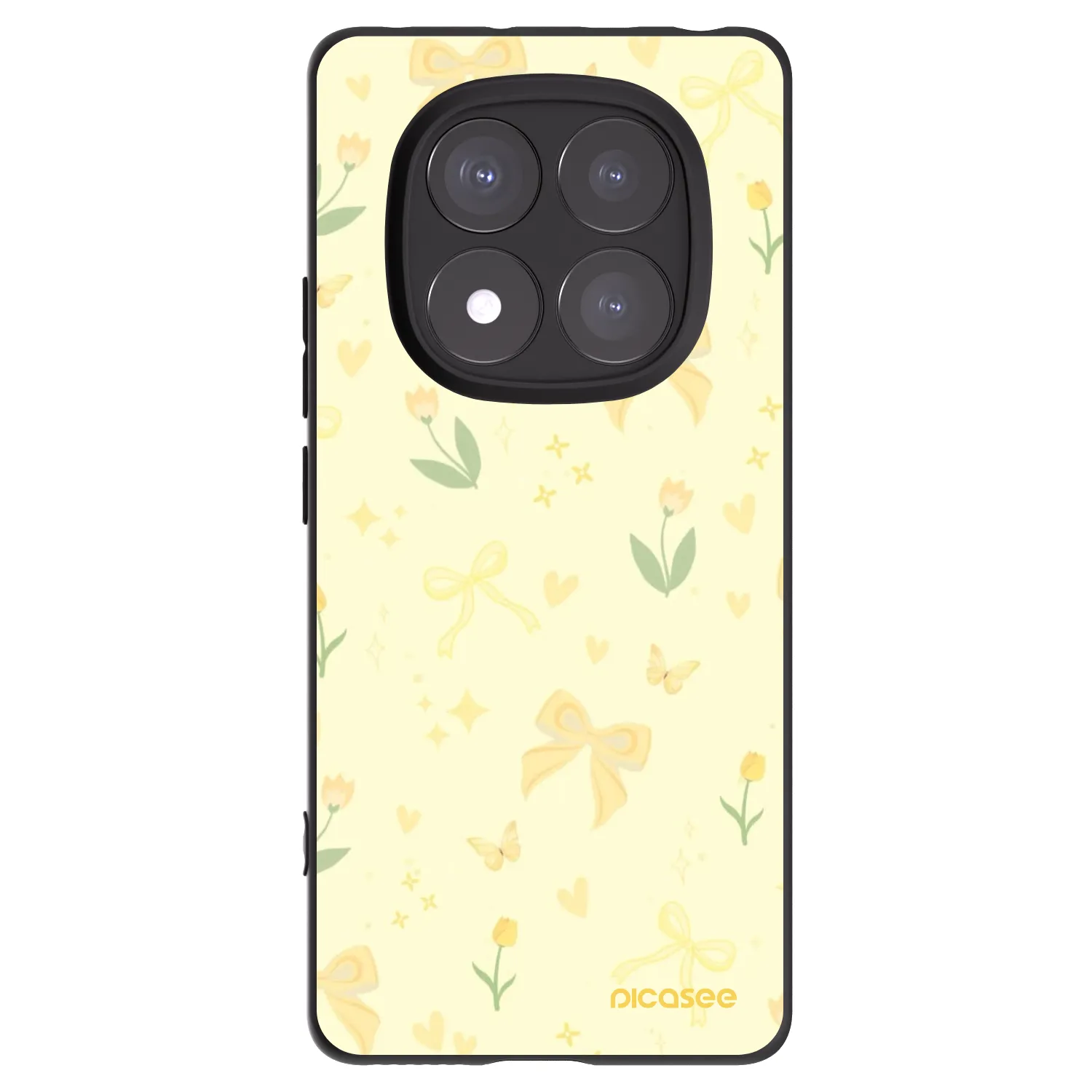Picasee Xiaomi Redmi Note 14 Pro 5G Hülle - Schwarzes Silikon - Honey Blossom