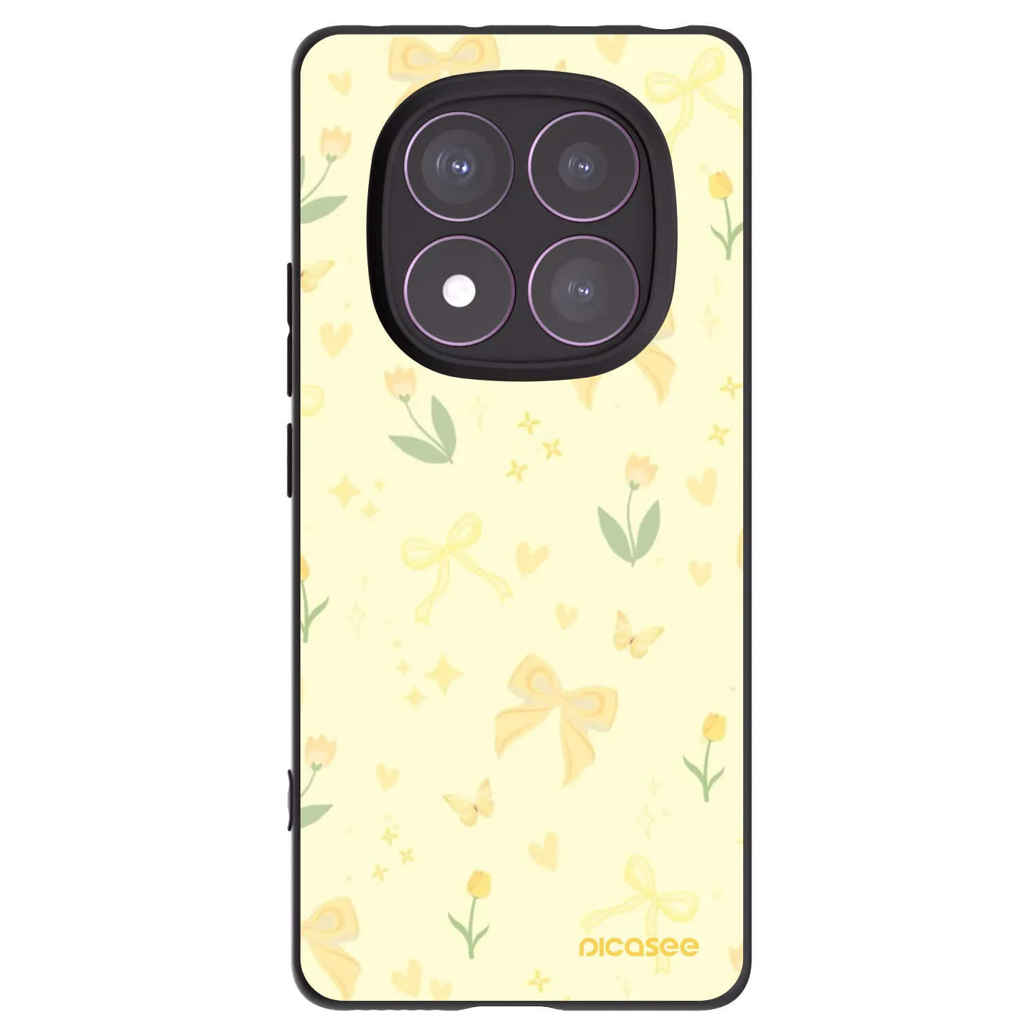Picasee Xiaomi Redmi Note 14 Pro 4G Hülle - Schwarzes Silikon - Honey Blossom