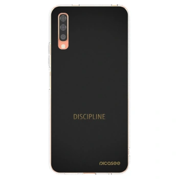 Picasee Samsung Galaxy A70 A705F Hülle - Transparentes Silikon - Discipline