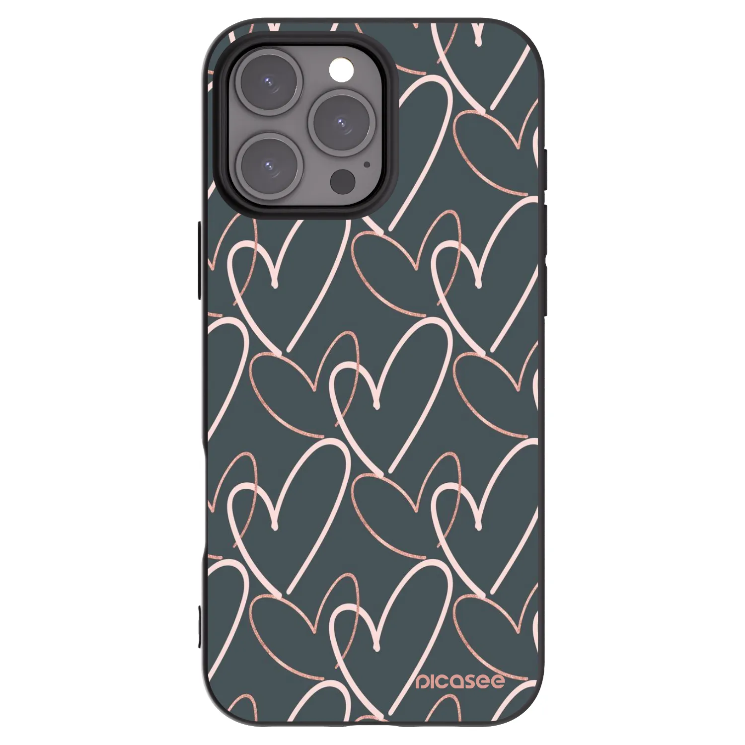 Picasee Apple iPhone 16 Pro Max Hülle - Schwarzes Silikon - Viel Liebe