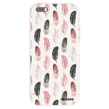 Picasee Apple iPhone 5/5S/SE Hülle - Transparentes Silikon - Feder 2