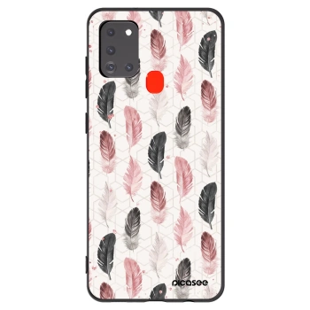 Picasee Samsung Galaxy A21s Hülle - Schwarzes Silikon - Feder 2