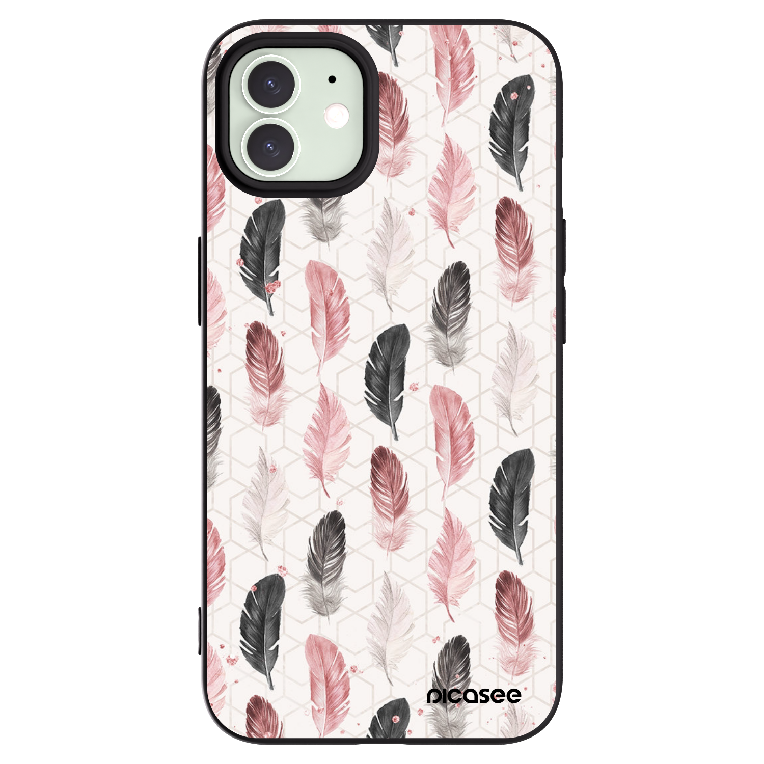 Picasee Apple iPhone 12 Hülle - Schwarzes Silikon - Feder 2