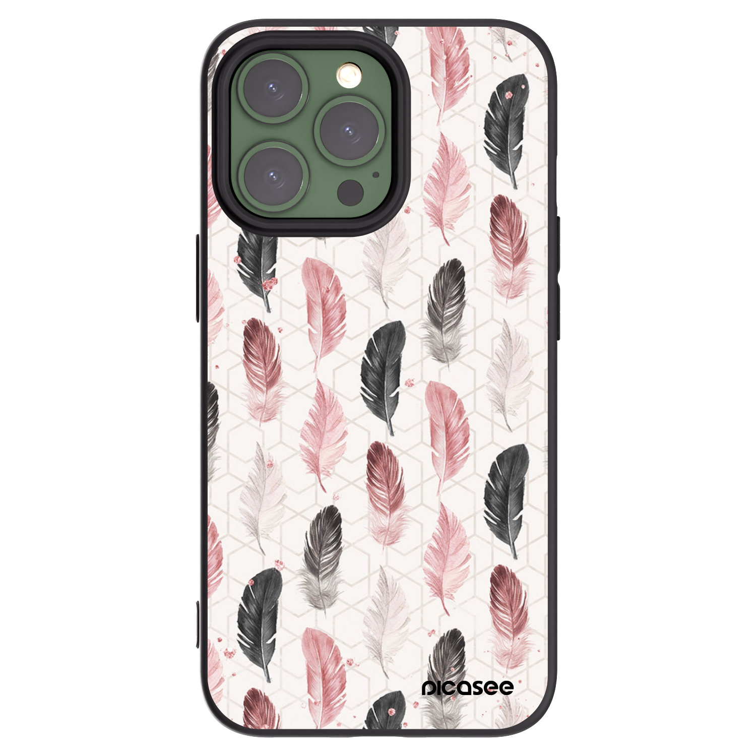 Picasee Apple iPhone 13 Pro Hülle - Schwarzes Silikon - Feder 2