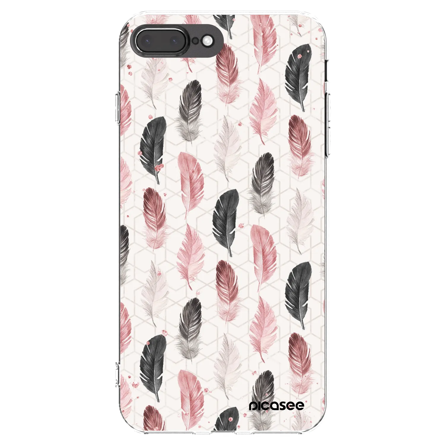 Picasee Apple iPhone 8 Plus Hülle - Transparentes Silikon - Feder 2