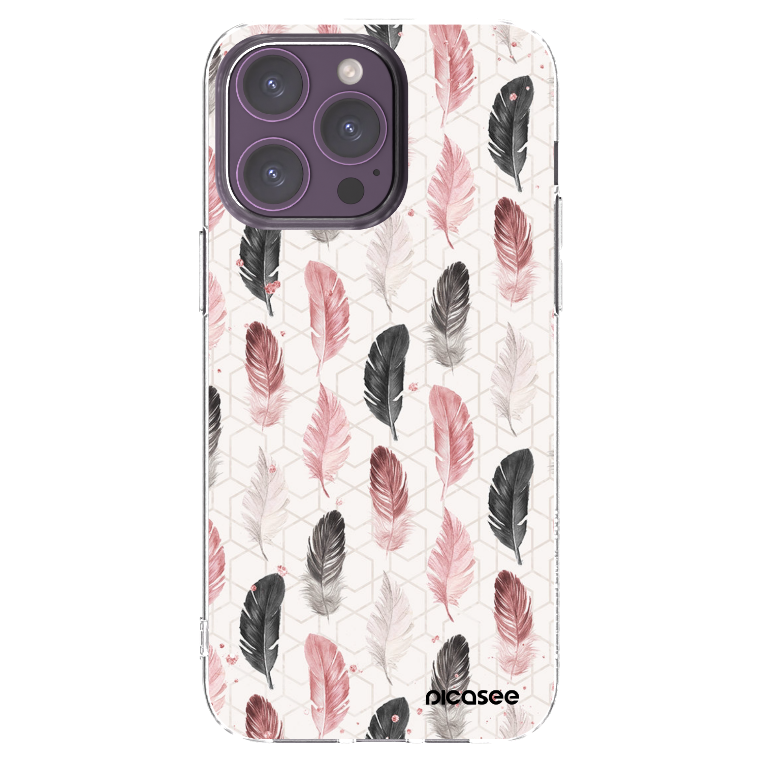 Picasee Apple iPhone 14 Pro Max Hülle - Transparentes Silikon - Feder 2