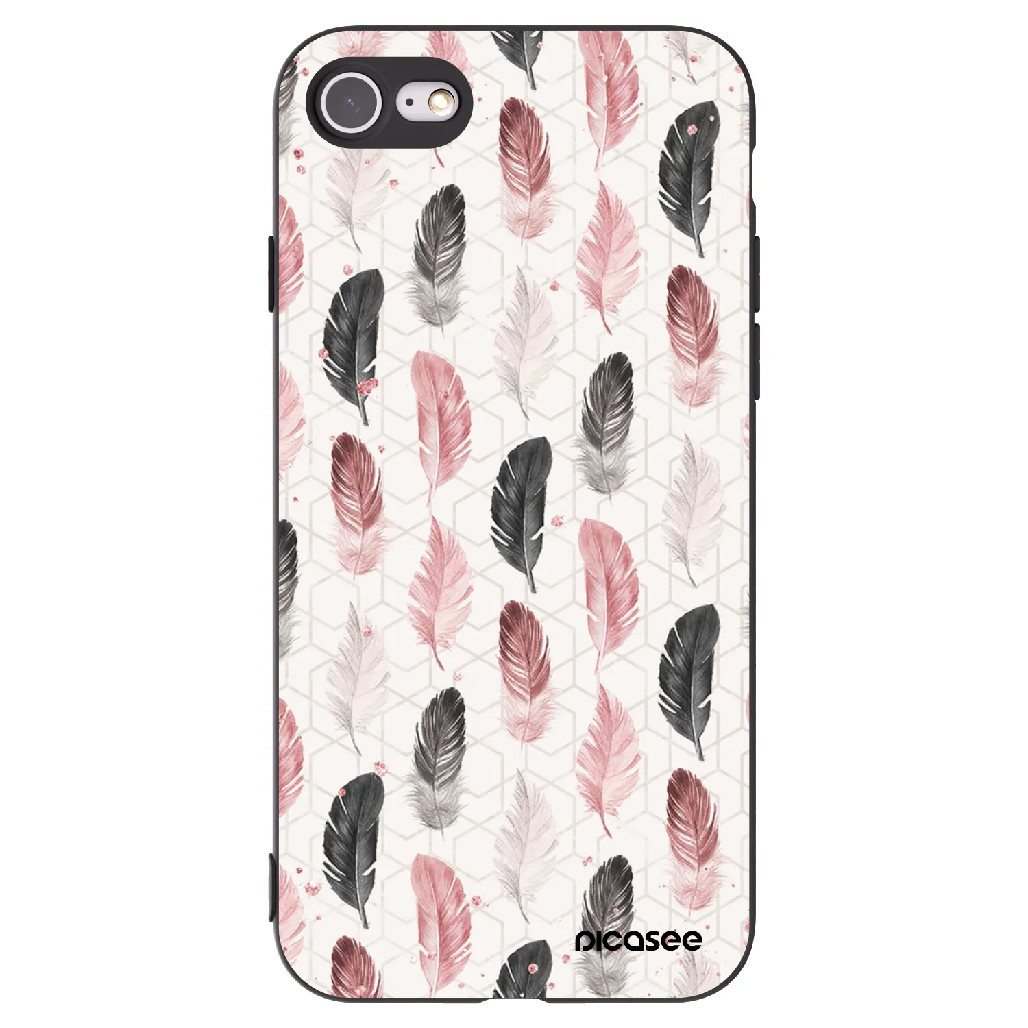 Picasee Apple iPhone 7 Hülle - Schwarzes Silikon - Feder 2