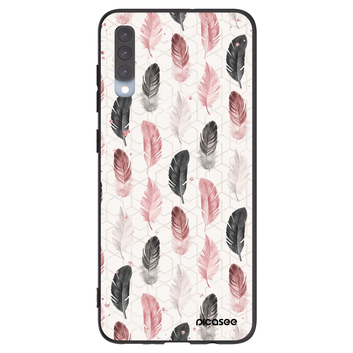 Picasee Samsung Galaxy A70 A705F Hülle - Schwarzes Silikon - Feder 2