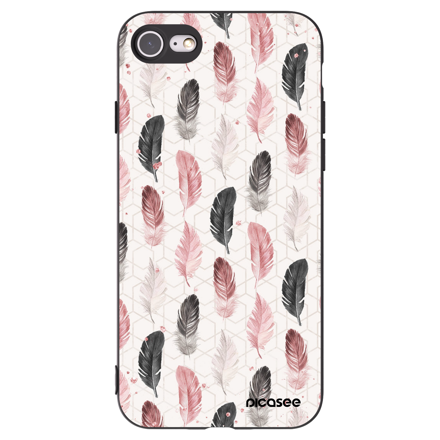 Picasee Apple iPhone SE 2020 Hülle - Schwarzes Silikon - Feder 2