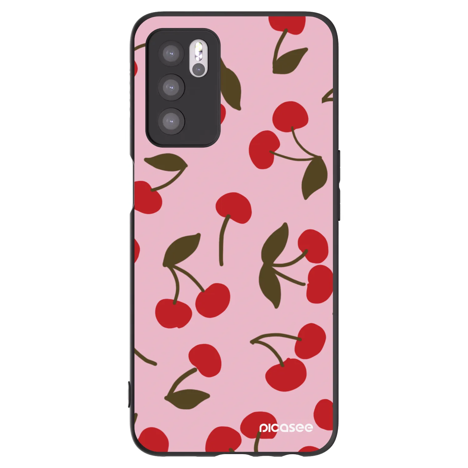 Picasee OPPO A16 Hülle - Schwarzes Silikon - Cherry