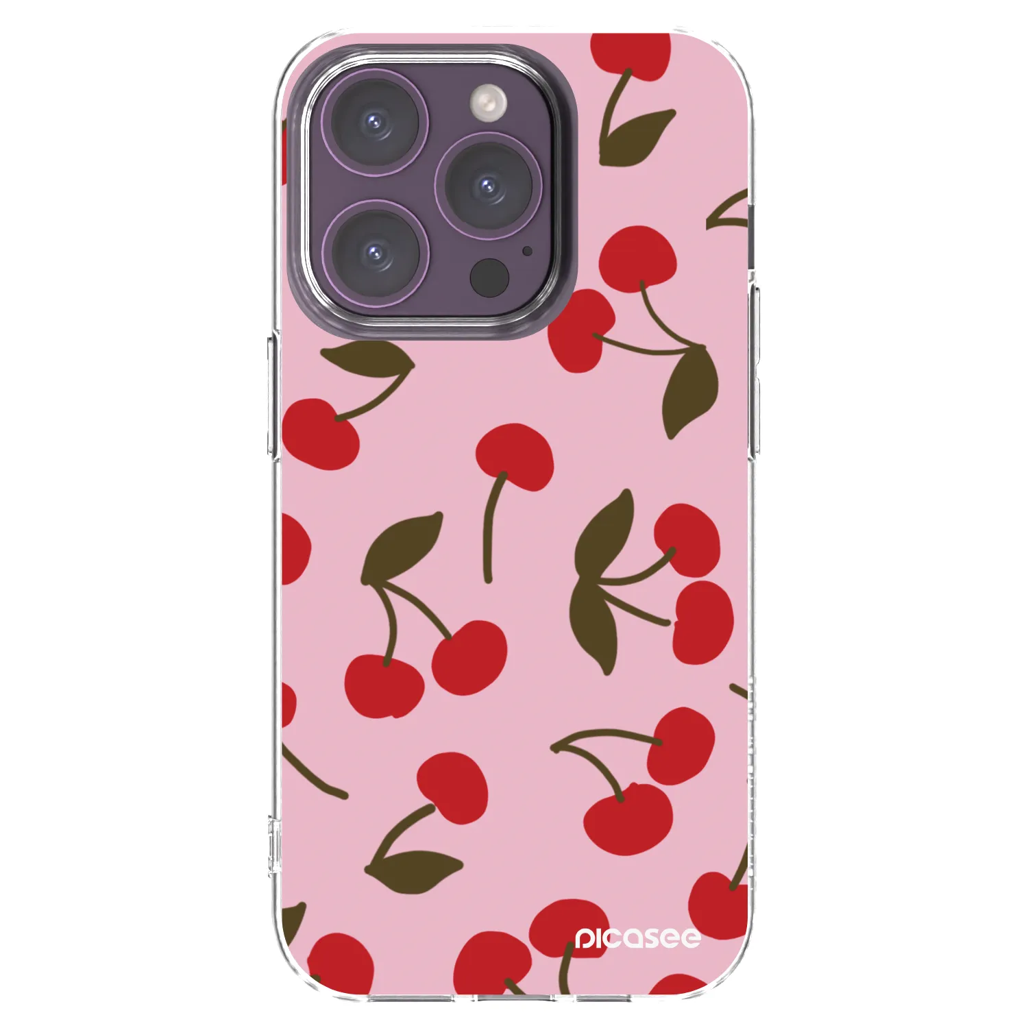 Picasee Apple iPhone 14 Pro Hülle - Transparentes Silikon - Cherry