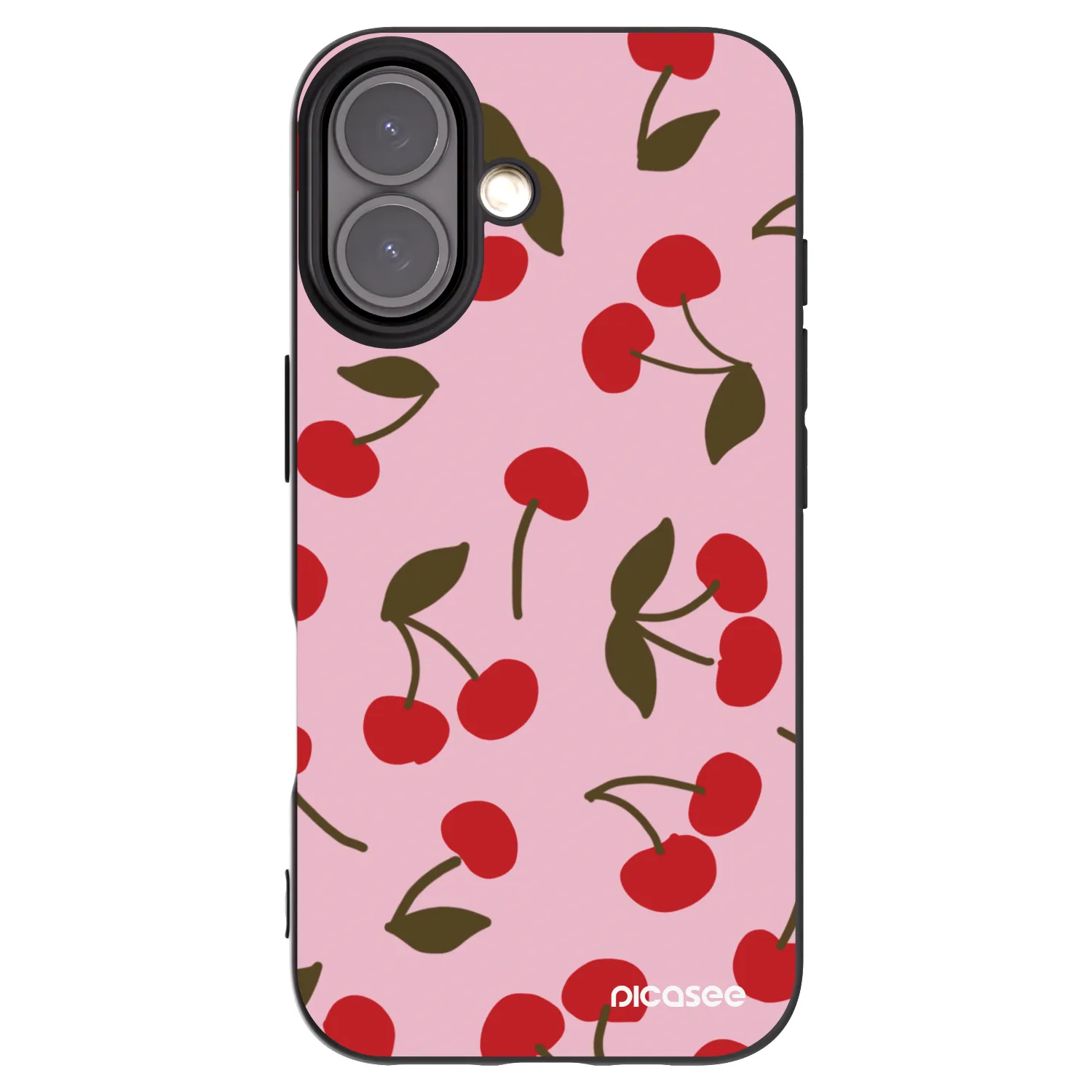 Picasee Apple iPhone 16 Hülle - Schwarzes Silikon - Cherry