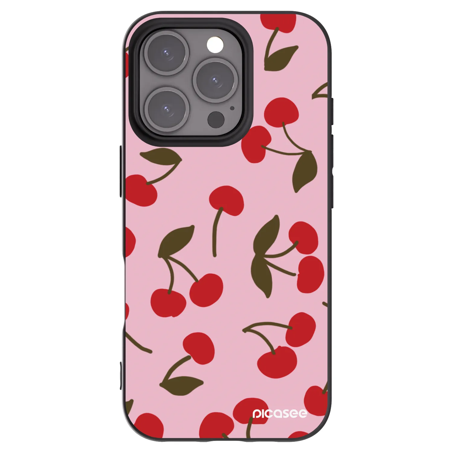Picasee Apple iPhone 16 Pro Hülle - Schwarzes Silikon - Cherry