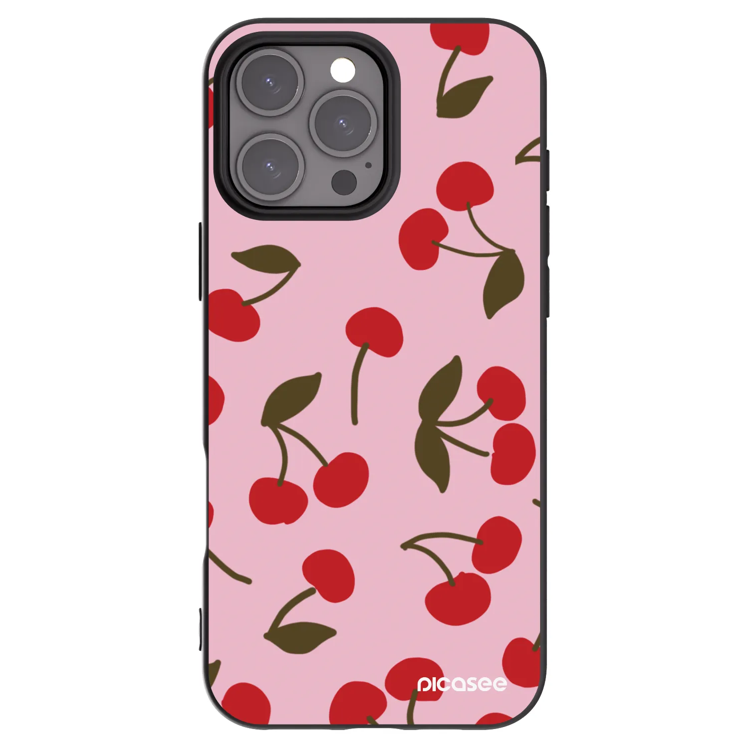 Picasee Apple iPhone 16 Pro Max Hülle - Schwarzes Silikon - Cherry