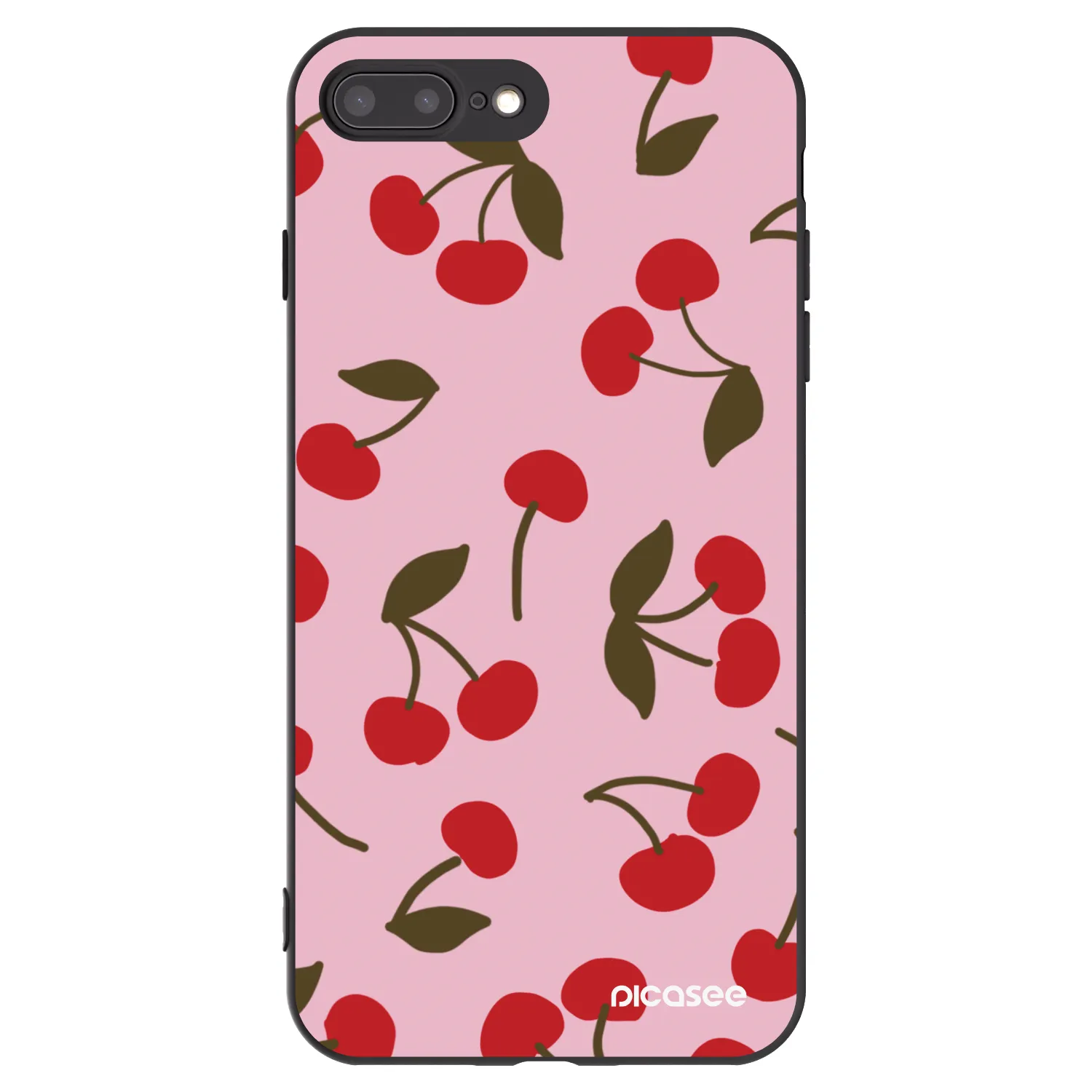 Picasee Apple iPhone 8 Plus Hülle - Schwarzes Silikon - Cherry