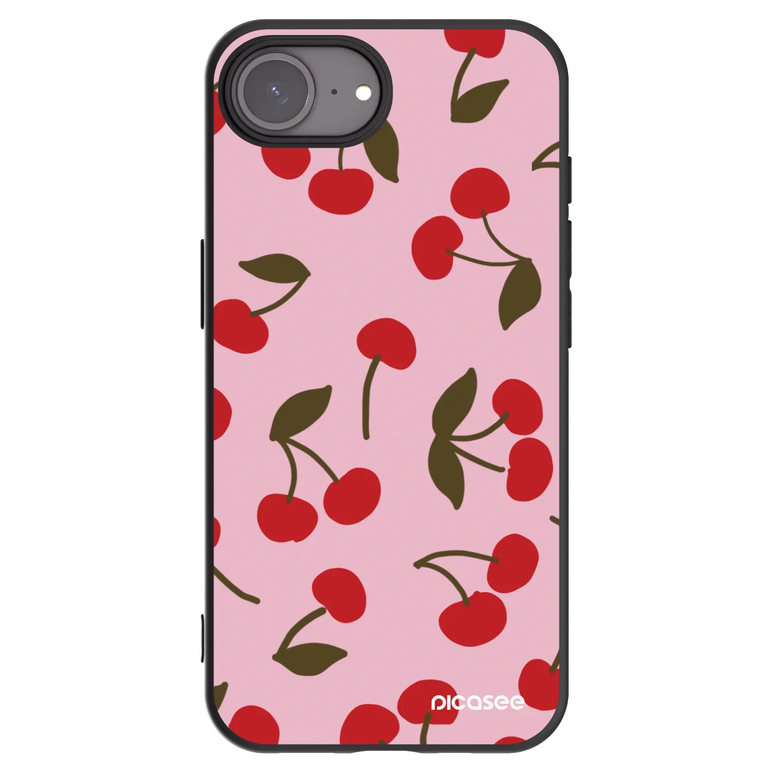 Picasee Apple iPhone 16e Hülle - Schwarzes Silikon - Cherry