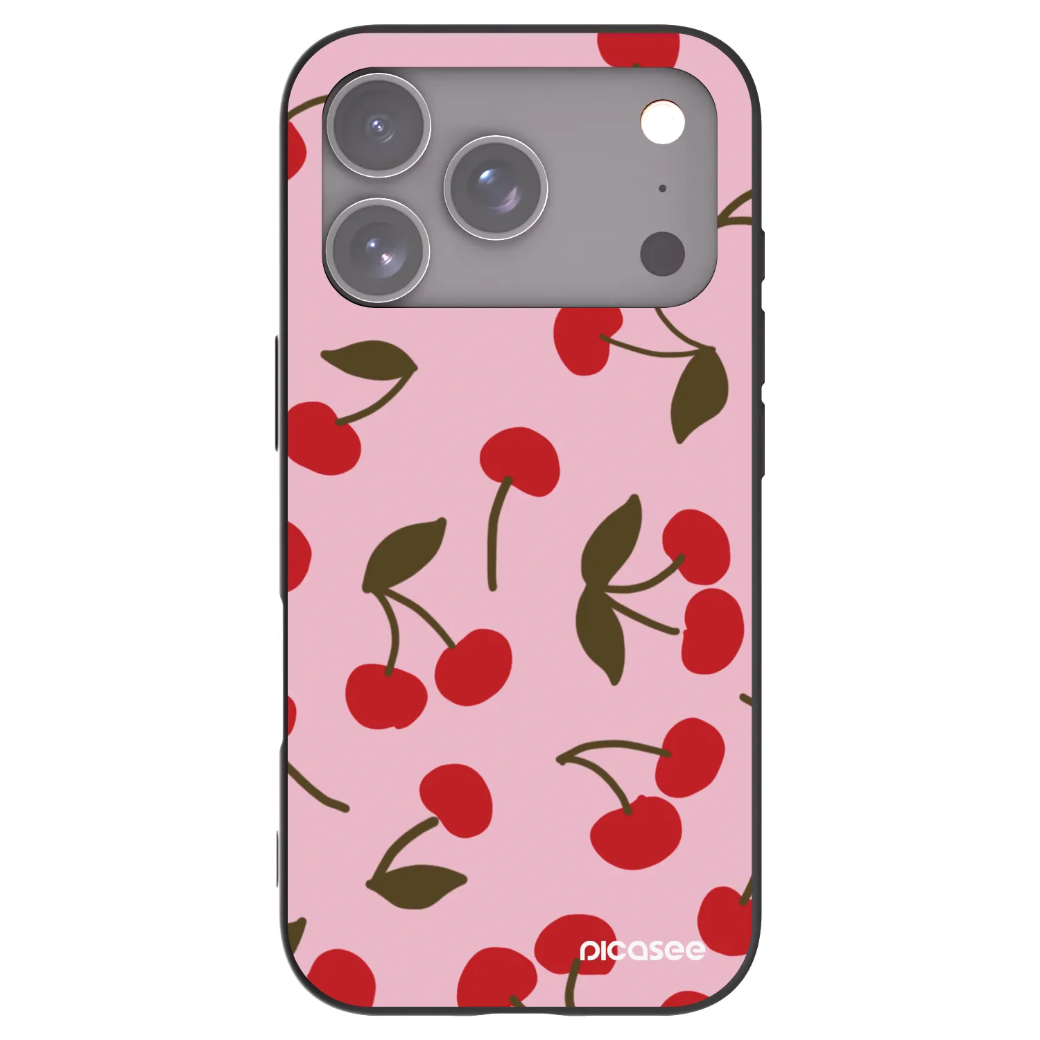 Picasee Apple iPhone 17 Pro Hülle - Schwarzes Silikon - Cherry