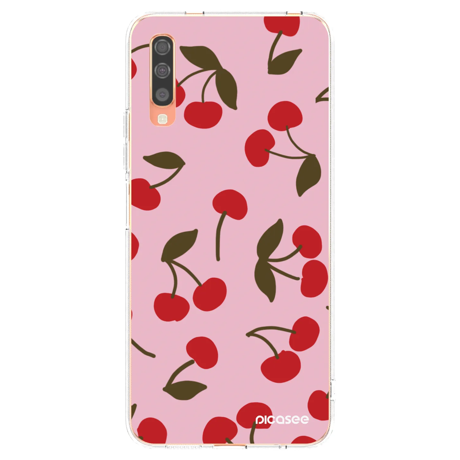 Picasee Samsung Galaxy A70 A705F Hülle - Transparentes Silikon - Cherry