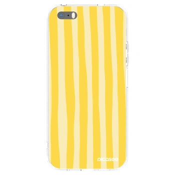 Picasee Apple iPhone 5/5S/SE Hülle - Transparentes Silikon - Lines lemon