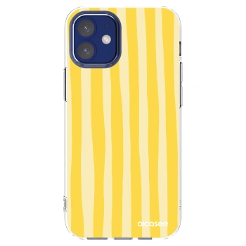 Picasee Apple iPhone 12 mini Hülle - Transparentes Silikon - Lines lemon