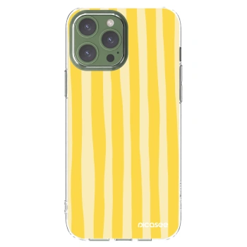 Picasee Apple iPhone 13 Pro Max Hülle - Transparentes Silikon - Lines lemon