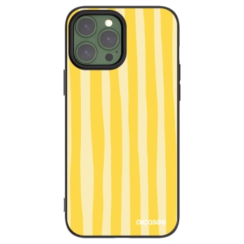 Picasee Apple iPhone 13 Pro Max Hülle - Schwarzes Silikon - Lines lemon