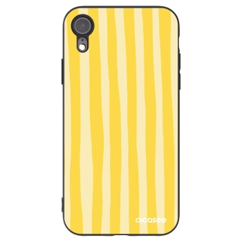 Picasee Apple iPhone XR Hülle - Schwarzes Silikon - Lines lemon
