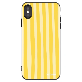 Picasee Apple iPhone XS Max Hülle - Schwarzes Silikon - Lines lemon