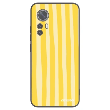 Picasee Xiaomi 12 Hülle - Schwarzes Silikon - Lines lemon