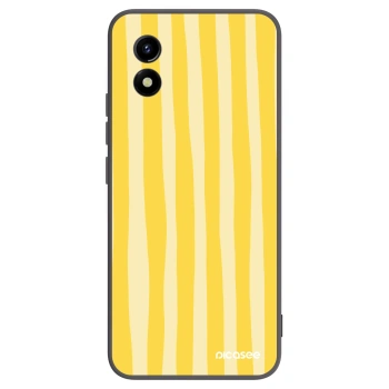 Picasee Vivo Y01 Hülle - Schwarzes Silikon - Lines lemon