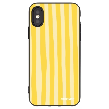 Picasee Apple iPhone X/XS Hülle - Schwarzes Silikon - Lines lemon