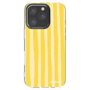 Picasee Apple iPhone 16 Pro Hülle - Transparentes Silikon - Lines lemon